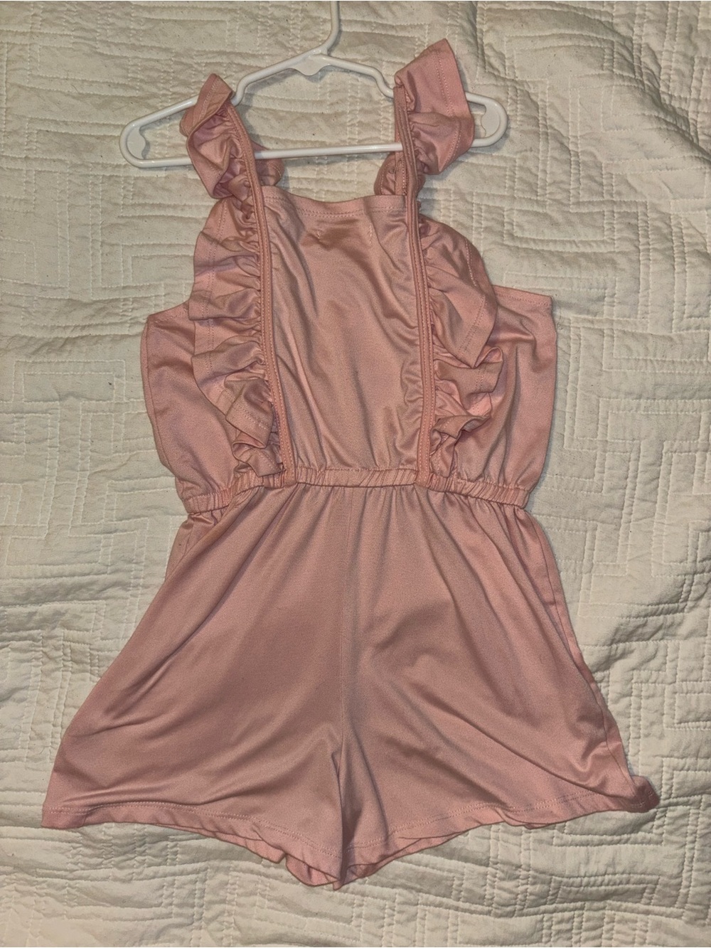 Blush Pink Embroidered Ruffle Romper - Picture 2 of 3